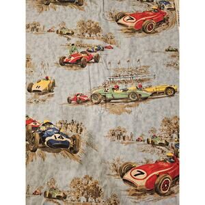 4.25yds Vintage Racing Formula One Sports Car Fabric 54" British Racing Cotton